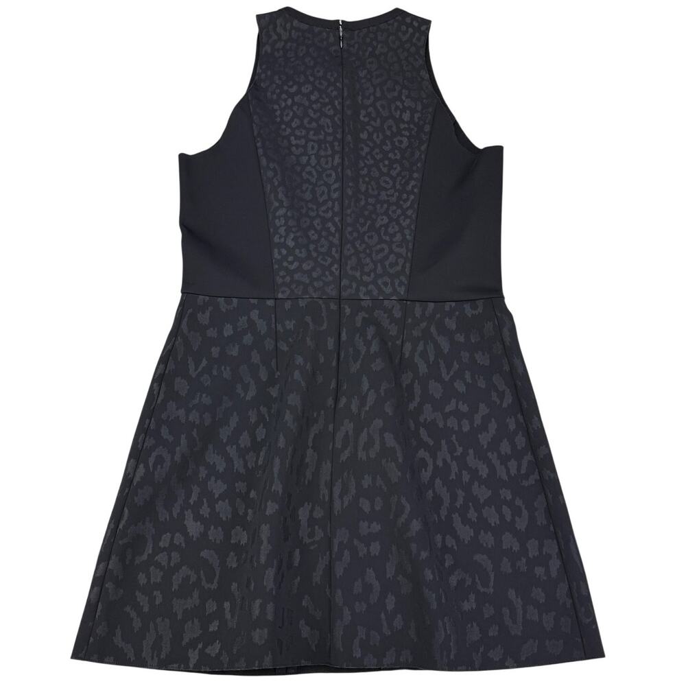 MAJE Leopard Print Scuba Knit Neoprene A-Line Dress Size Medium Black - Picture 8 of 8